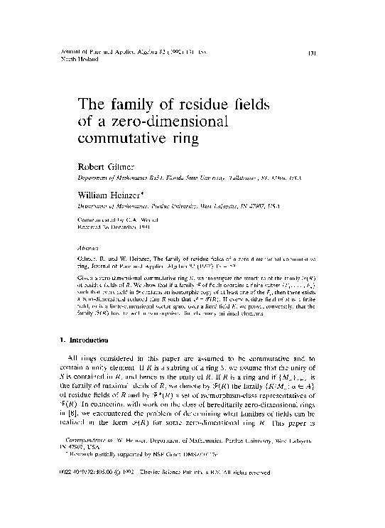 The family of residue fields of a zero-dimensional commutative ring