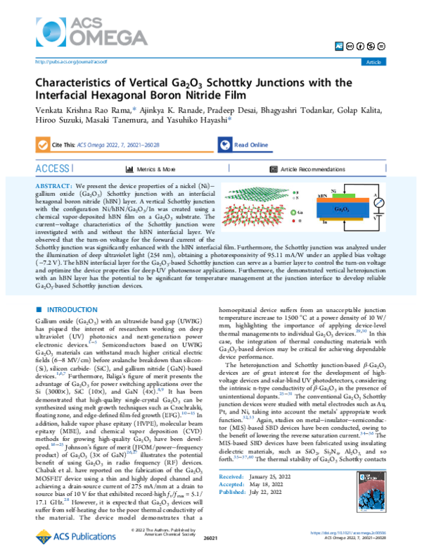 (PDF) Characteristics of Vertical Ga2O3 Schottky Junctions with the ...