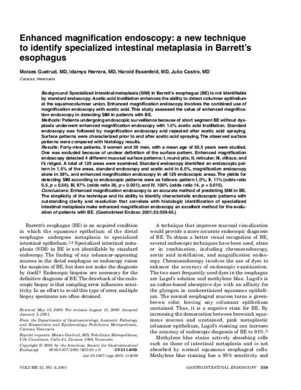 (PDF) Enhanced magnification endoscopy A new technique to identify