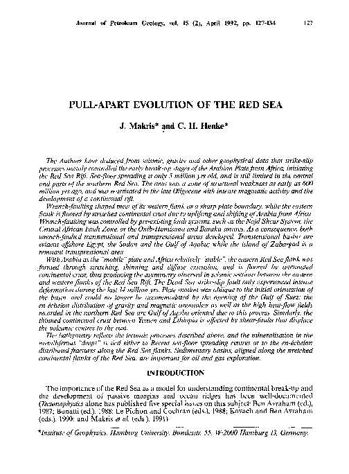 (PDF) Pull-Apart Evolution of the Red Sea