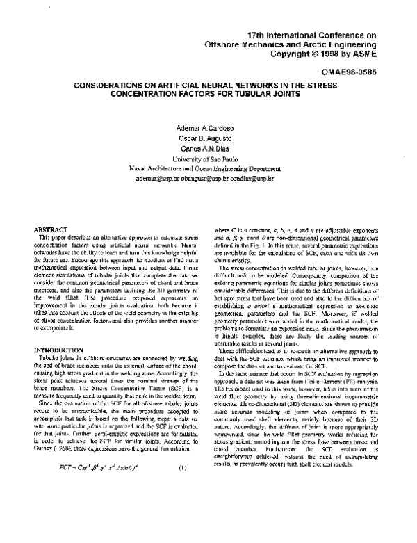(PDF) Considerations on Artificial Neural Networks in the Stress