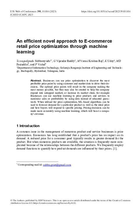 (PDF) An efficient novel approach to E-commerce retail price ...