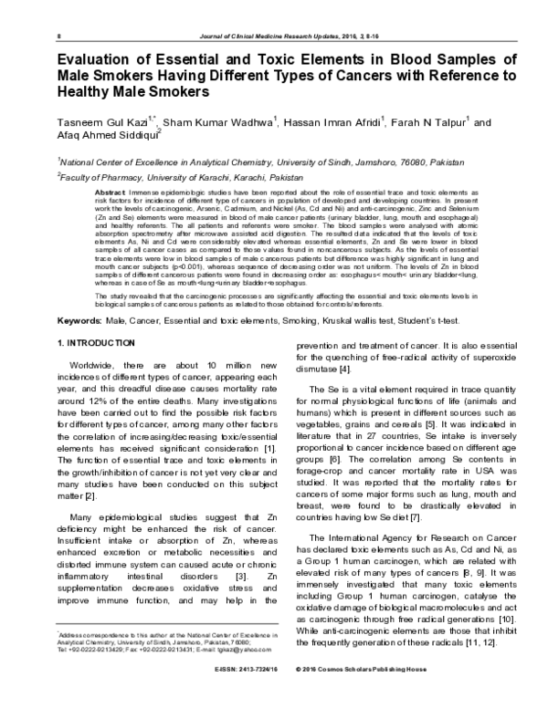 (PDF) Evaluation of Essential and Toxic Elements in Blood Samples of ...