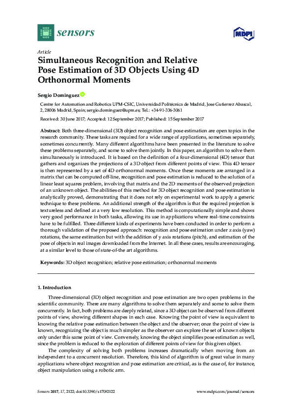 (PDF) Simultaneous Recognition and Relative Pose Estimation of 3D ...