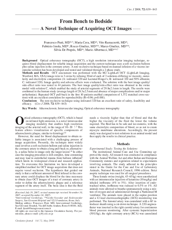 (PDF) From Bench to Bedside A Novel Technique of Acquiring OCT Images