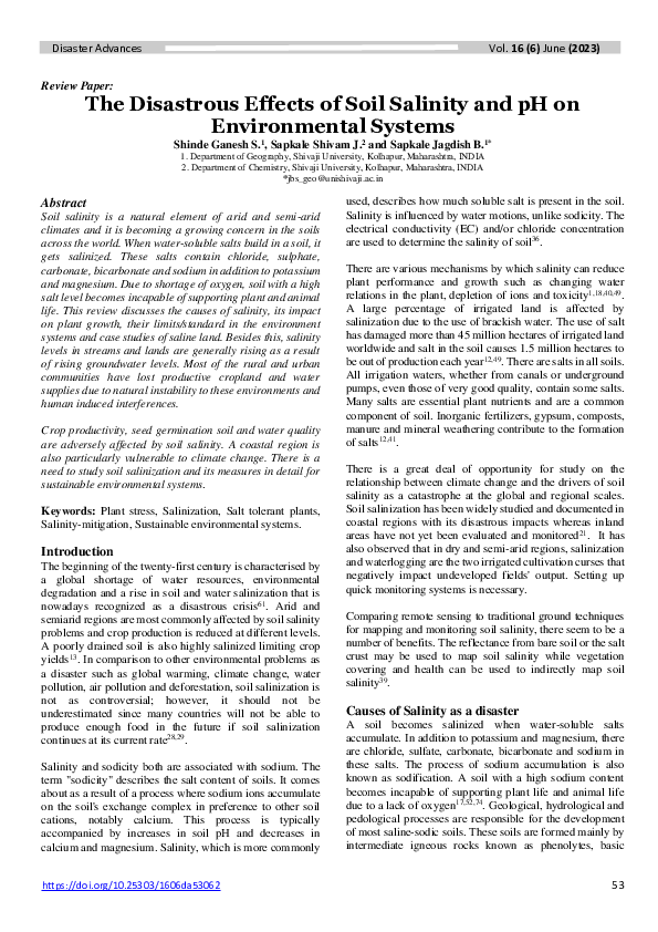 (PDF) The Disastrous Effects of Soil Salinity and pH on Environmental ...