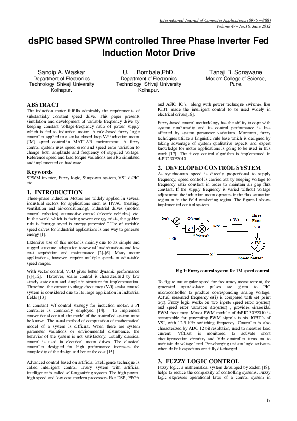 (PDF) dsPIC based SPWM controlled Three Phase Inverter Fed Induction ...