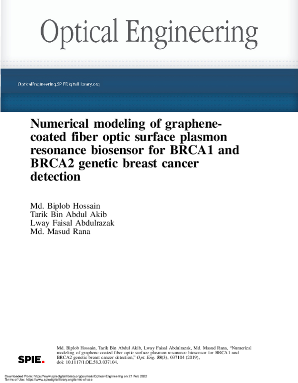(PDF) Numerical modeling of graphene-coated fiber optic surface plasmon ...