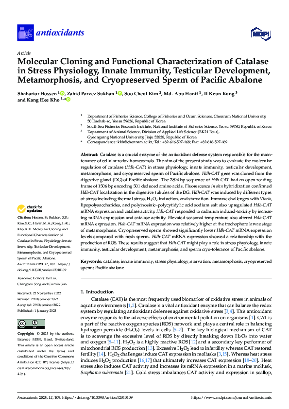(PDF) Molecular Cloning and Functional Characterization of Catalase in ...