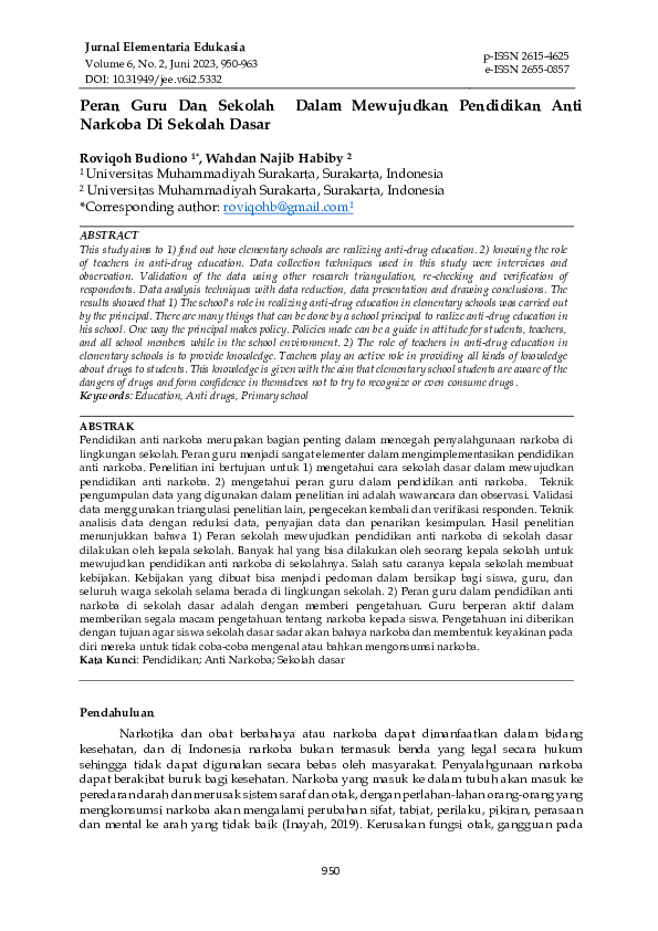 Peran Guru dan Staf Sekolah dalam Mengawasi dan Mencegah Narkoba