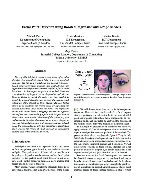 (PDF) Facial Point Detection using Boosted Regression and Graph Models