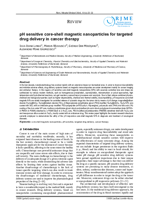 (PDF) pH sensitive core-shell magnetic nanoparticles for targeted drug ...