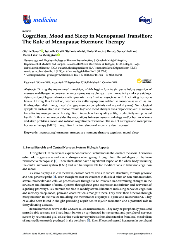(PDF) Cognition, Mood and Sleep in Menopausal Transition: The Role of ...