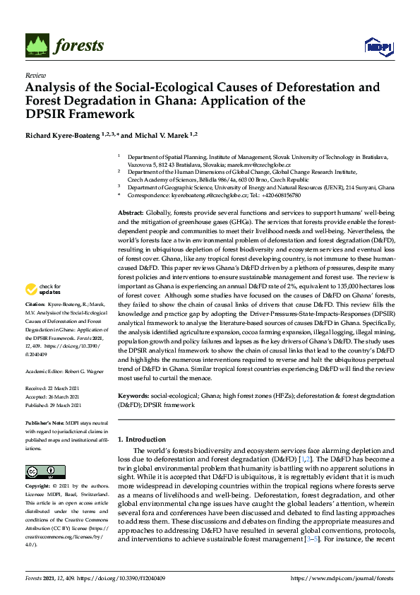 (PDF) Analysis of the Social-Ecological Causes of Deforestation and ...