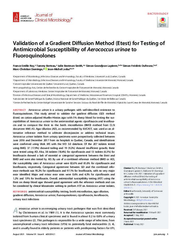(PDF) Validation of a Gradient Diffusion Method (Etest) for Testing of ...