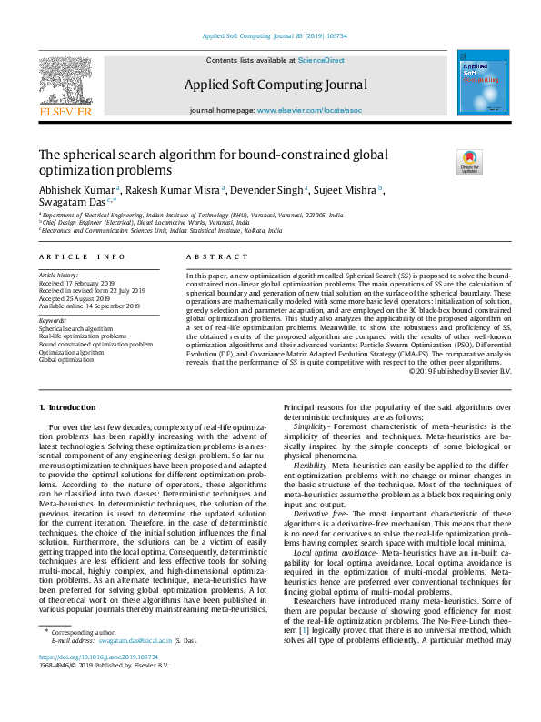 (PDF) The spherical search algorithm for bound-constrained global ...