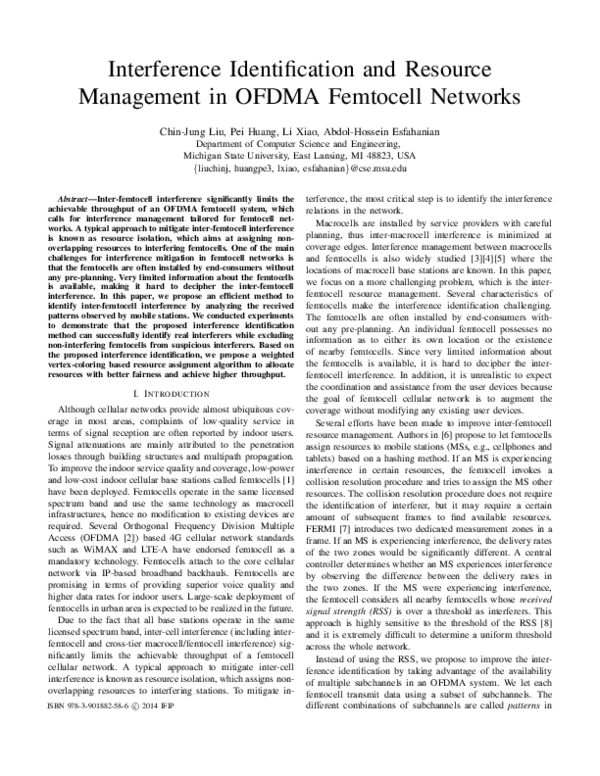 (PDF) Interference identification and resource management in OFDMA ...