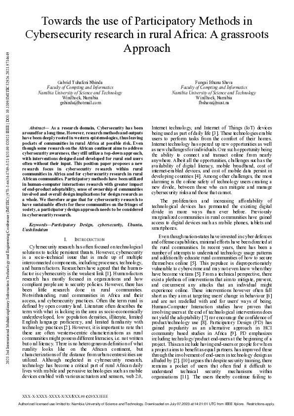 (PDF) Towards the use of Participatory Methods in Cybersecurity ...