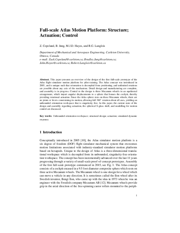 (PDF) Full-scale Atlas motion platform: structure, actuation, and control