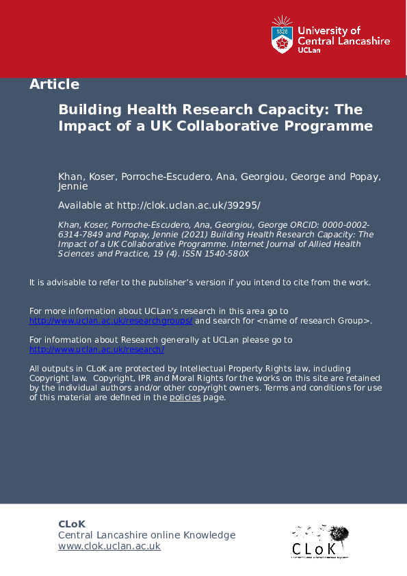 (PDF) Building Health Research Capacity: The Impact of a UK ...