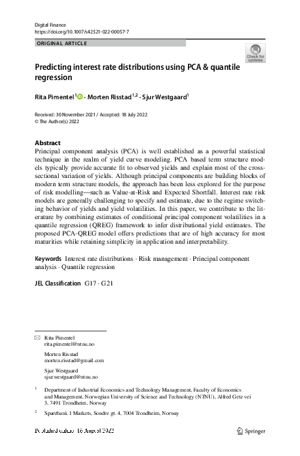 (PDF) Predicting interest rate distributions using PCA & quantile ...