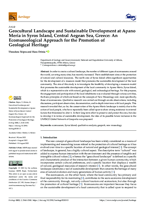(PDF) Geocultural Landscape and Sustainable Development at Apano Meria ...