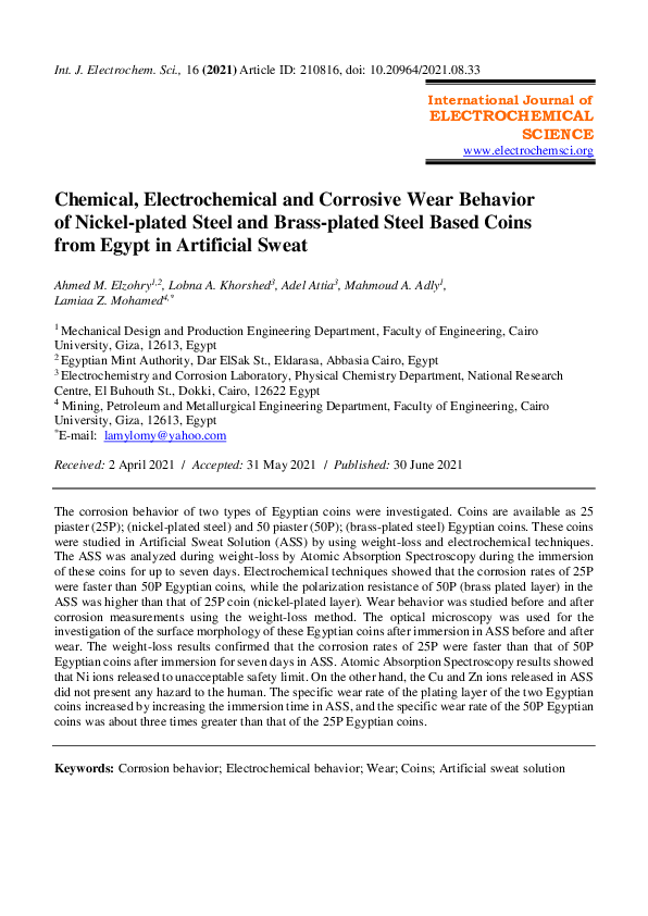 (PDF) Chemical, Electrochemical and Corrosive Wear Behavior of Nickel ...