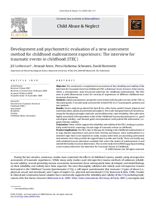 (PDF) Development and psychometric evaluation of a new assessment ...