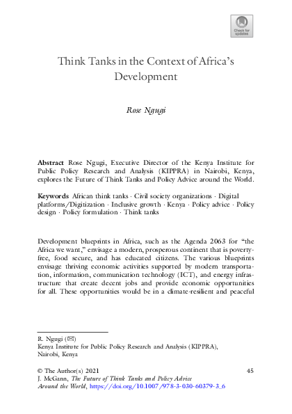 (PDF) Think Tanks in the Context of Africa’s Development