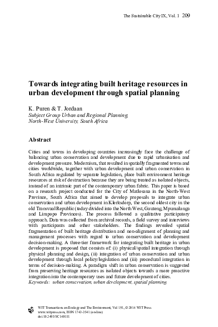 (PDF) Towards integrating built heritage resources in urban development ...