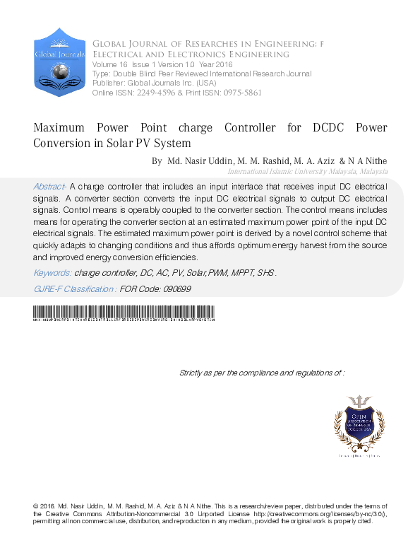 (PDF) Maximum Power Point Charge Controller for DC-DC Power ...