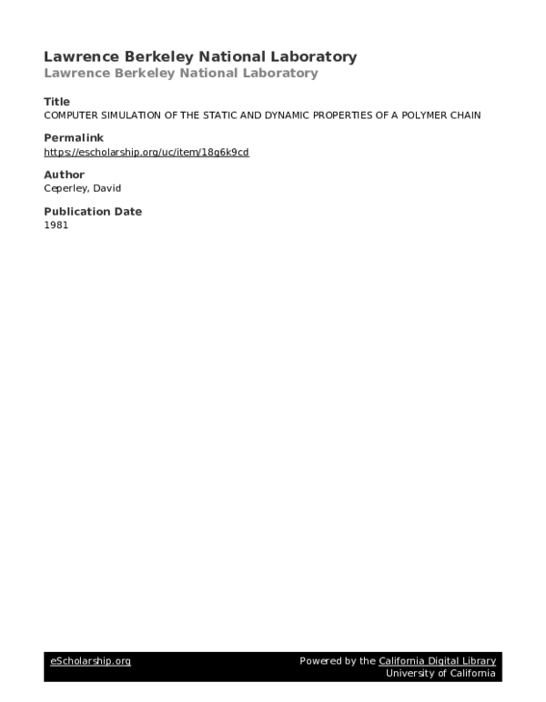 (PDF) Computer simulation of the static and dynamic properties of a ...