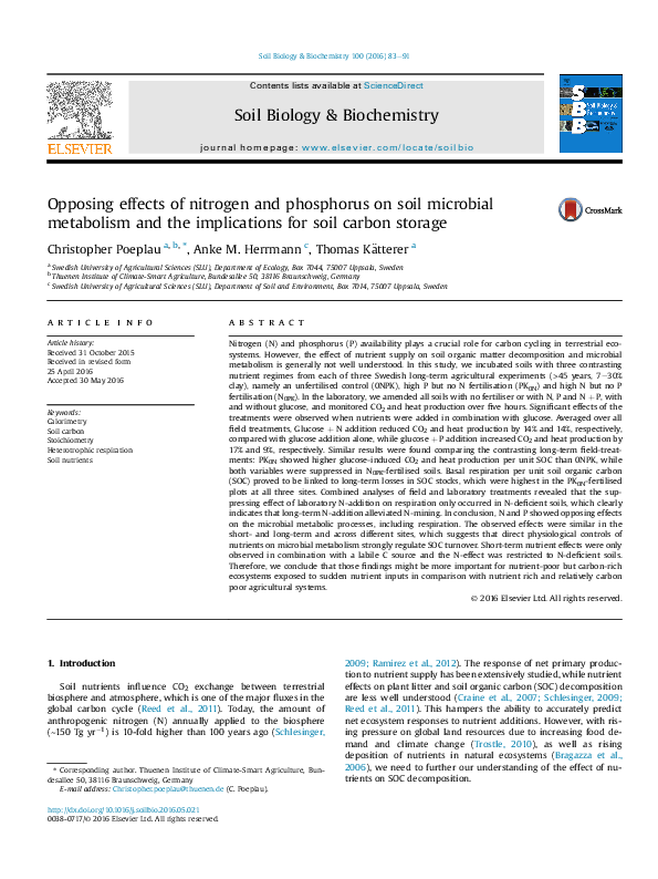 (PDF) Opposing effects of nitrogen and phosphorus on soil microbial ...