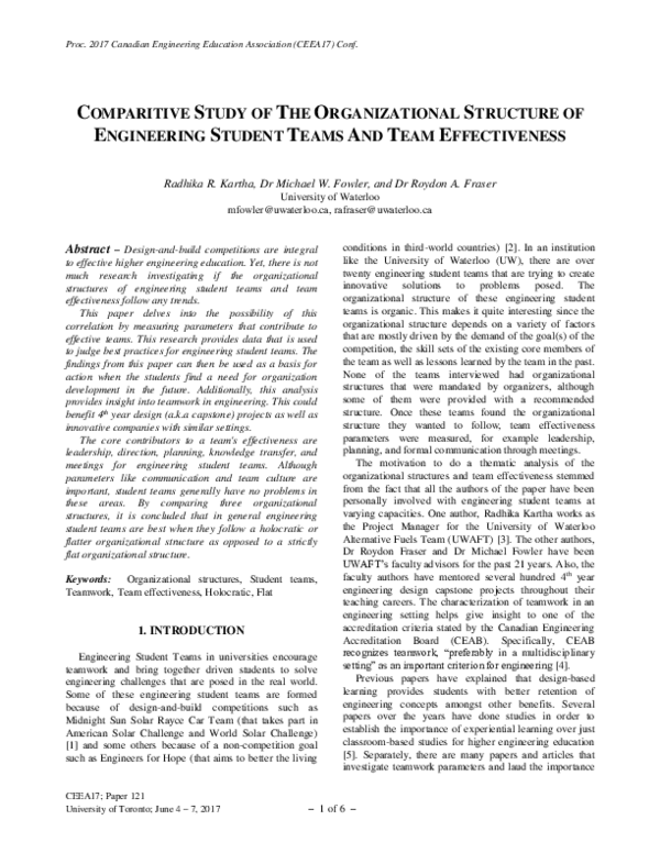 (PDF) Comparitive Study of the Organizational Structure of Engineering ...