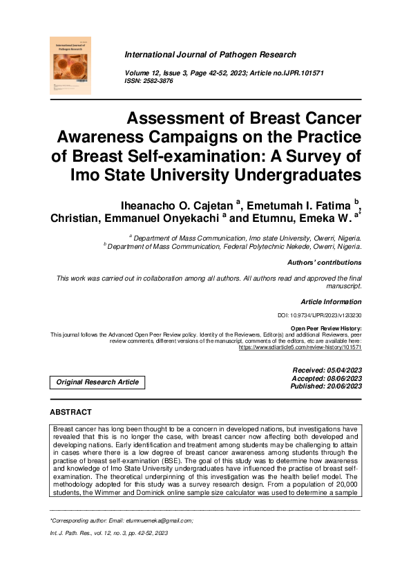 (PDF) Assessment of Breast Cancer Awareness Campaigns on the Practice ...