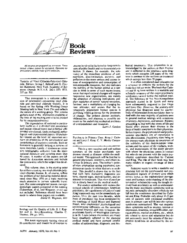 (PDF) Toxicity of Vinyl ChloridePolyvinyl Chloride David Wegman