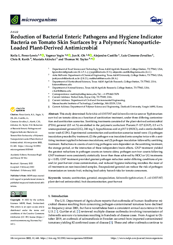 (PDF) Reduction of Bacterial Enteric Pathogens and Hygiene Indicator ...
