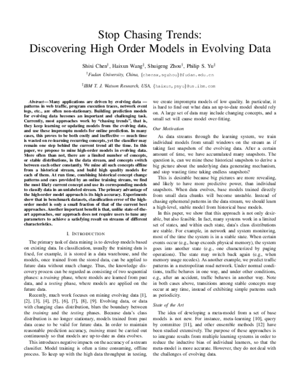 (PDF) Stop Chasing Trends: Discovering High Order Models in Evolving Data