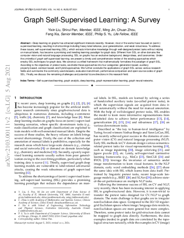 (PDF) Graph Self-Supervised Learning: A Survey
