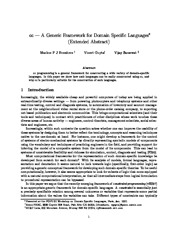 (PDF) A Generic Framework for Domain Specific Languages