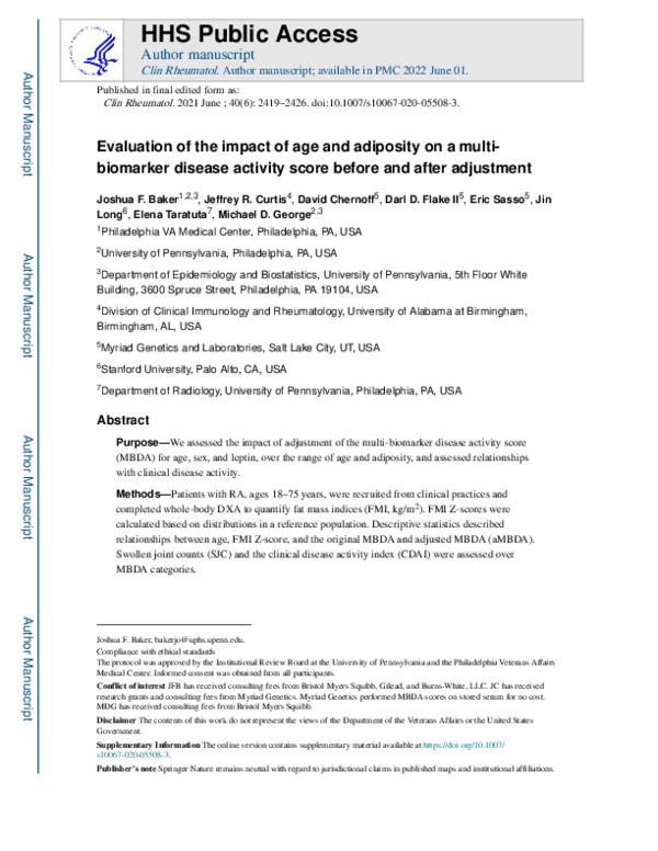 (PDF) Evaluation of the impact of age and adiposity on a multi ...