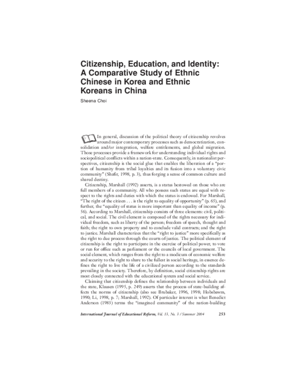 (PDF) Citizenship, Education, and Identity: A Comparative Study of ...
