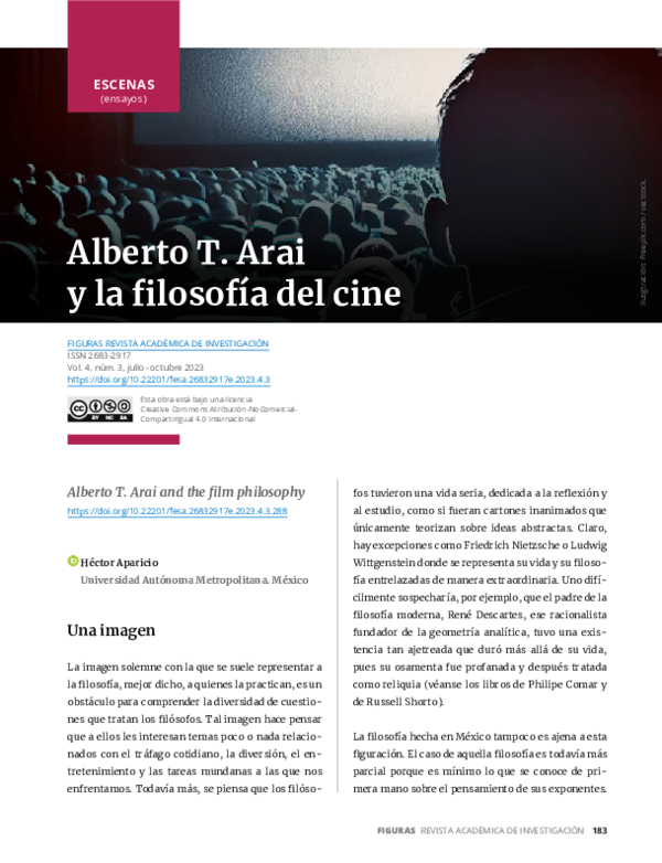 (PDF) Alberto T. Arai y la filosofía del cine Aparicio Héctor