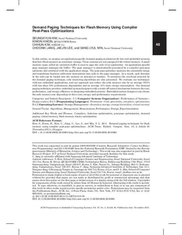 (PDF) Demand Paging Techniques for Flash Memory Using Compiler Post ...