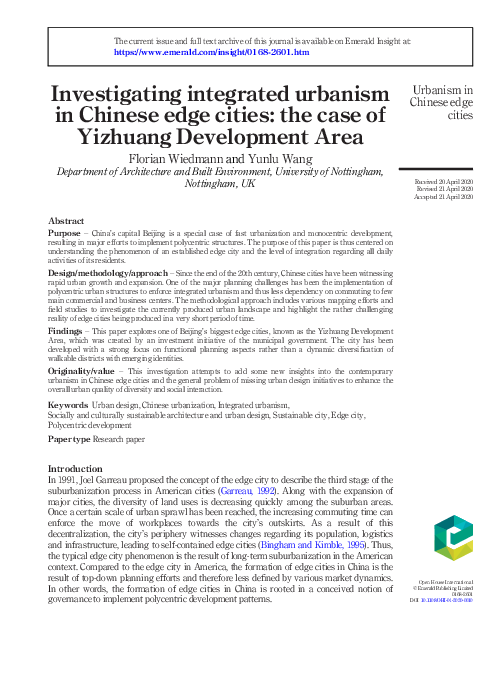 (PDF) Investigating integrated urbanism in Chinese edge cities: the ...