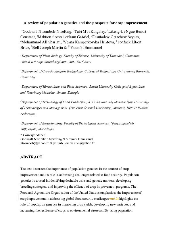 (DOC) A review of population genetics and the prospects for crop ...