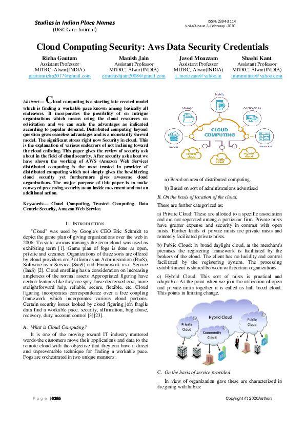 (PDF) Cloud Computing Security: Aws Data Security Credentials
