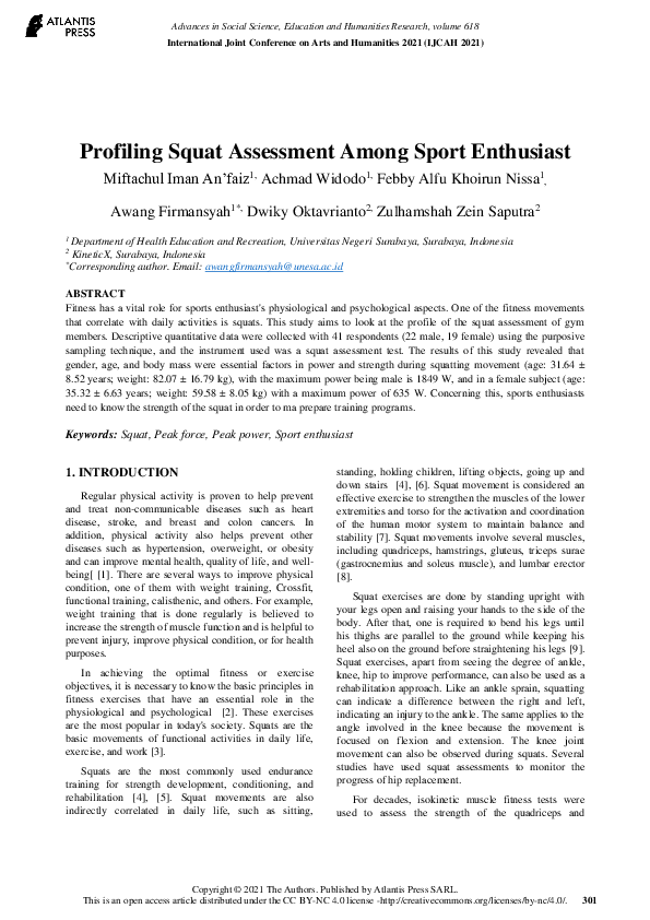 (PDF) Profiling Squat Assessment Among Sport Enthusiast
