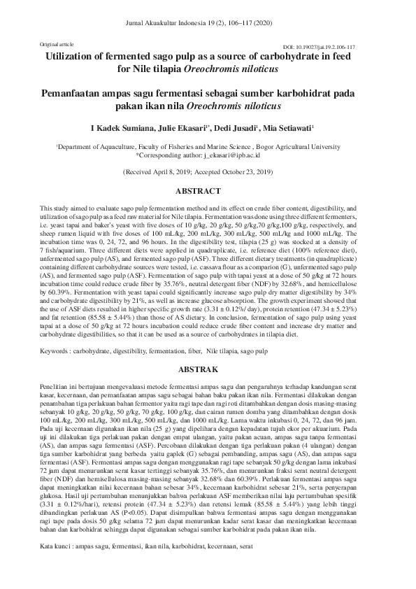 (PDF) Utilization of fermented sago pulp as a source of carbohydrate in ...