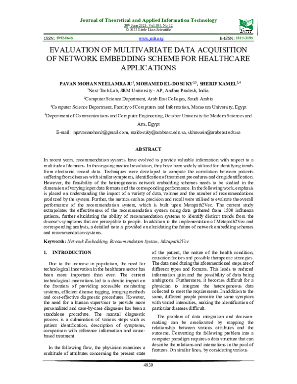 (PDF) EVALUATION OF MULTIVARIATE DATA ACQUISITION OF NETWORK EMBEDDING ...